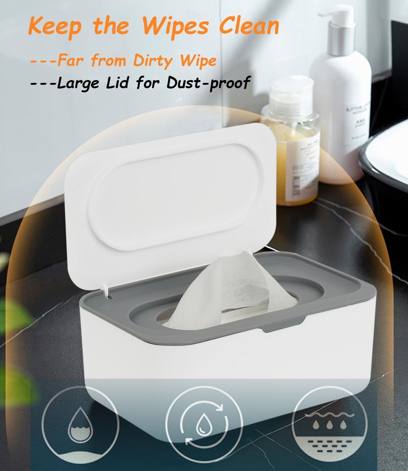 Seposeve Wipes Dispenser, Wipe Holder for Baby & Adult, Refillable Baby Wipe Container, Keeps Wipes Clean. Non-Slip, Easy Pull Wipes Pouch Case, Grey - Image 2